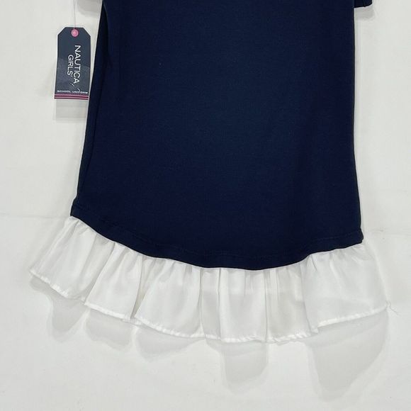 Nautica Girls Shirt Dress Size 7 Small Petite Navy Blue And White - Picture 7 of 14